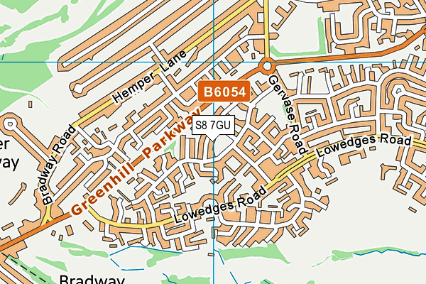 S8 7GU map - OS VectorMap District (Ordnance Survey)