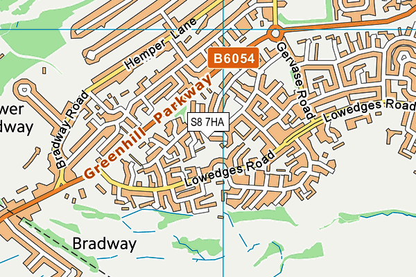 S8 7HA map - OS VectorMap District (Ordnance Survey)