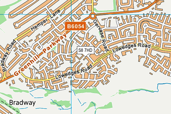S8 7HD map - OS VectorMap District (Ordnance Survey)