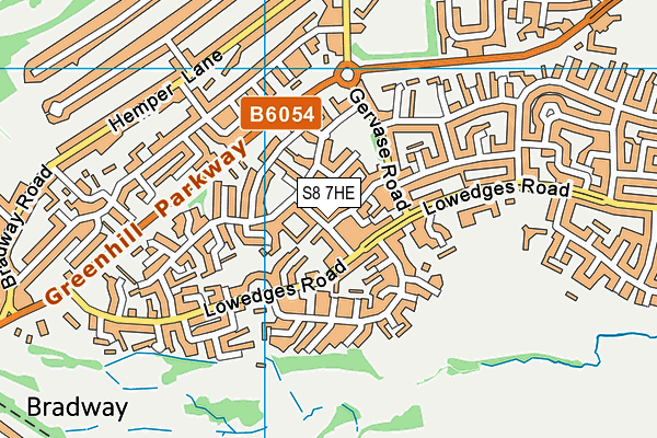 S8 7HE map - OS VectorMap District (Ordnance Survey)