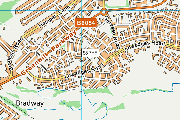 S8 7HF map - OS VectorMap District (Ordnance Survey)