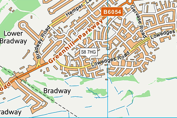 S8 7HG map - OS VectorMap District (Ordnance Survey)
