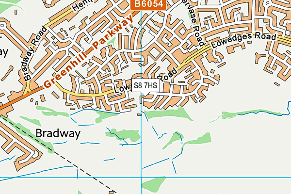S8 7HS map - OS VectorMap District (Ordnance Survey)