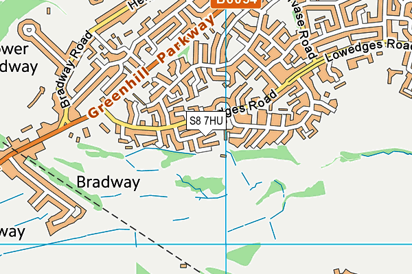 S8 7HU map - OS VectorMap District (Ordnance Survey)