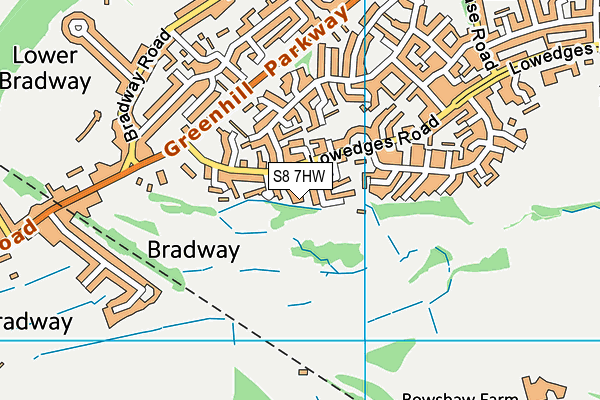 S8 7HW map - OS VectorMap District (Ordnance Survey)