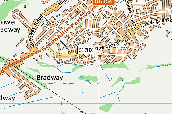 S8 7HX map - OS VectorMap District (Ordnance Survey)