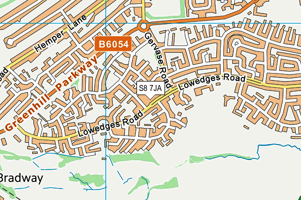 S8 7JA map - OS VectorMap District (Ordnance Survey)