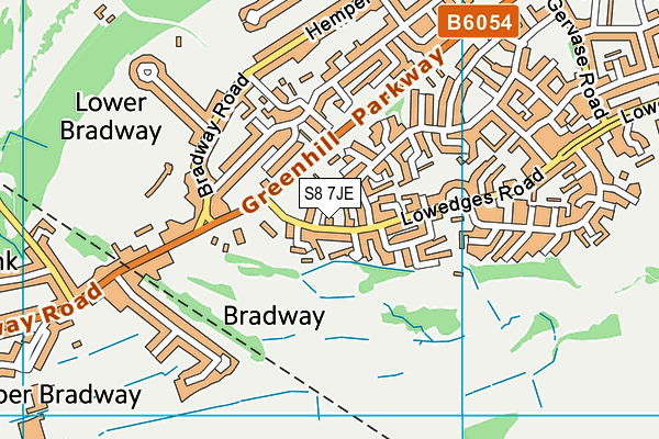 S8 7JE map - OS VectorMap District (Ordnance Survey)