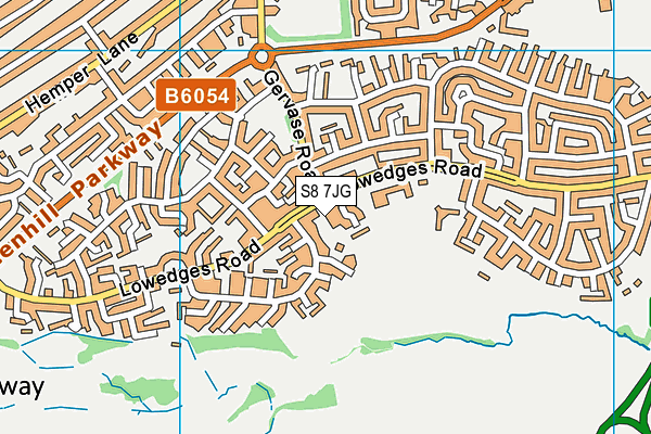 S8 7JG map - OS VectorMap District (Ordnance Survey)
