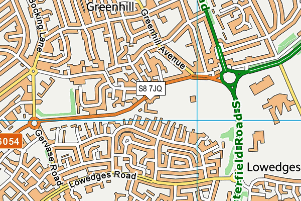 S8 7JQ map - OS VectorMap District (Ordnance Survey)