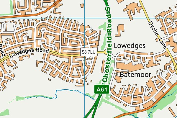 S8 7LU map - OS VectorMap District (Ordnance Survey)