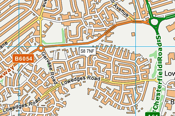 S8 7NF map - OS VectorMap District (Ordnance Survey)
