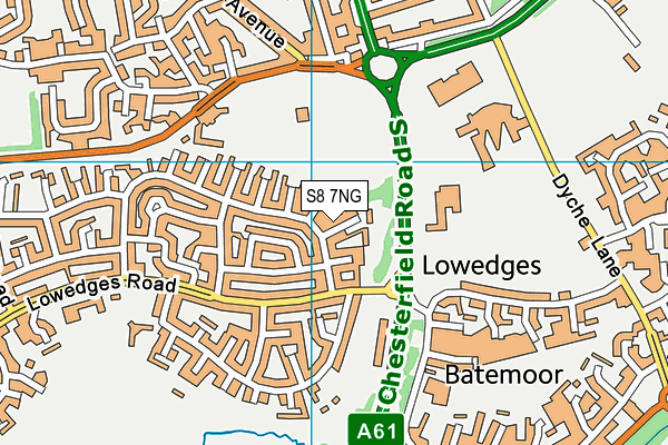 S8 7NG map - OS VectorMap District (Ordnance Survey)
