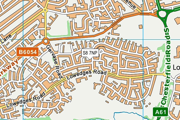 S8 7NP map - OS VectorMap District (Ordnance Survey)