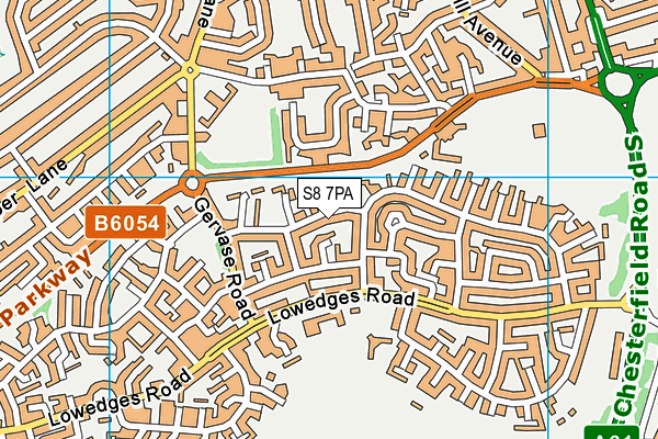 S8 7PA map - OS VectorMap District (Ordnance Survey)