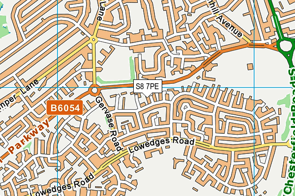 S8 7PE map - OS VectorMap District (Ordnance Survey)