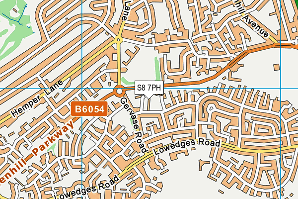 S8 7PH map - OS VectorMap District (Ordnance Survey)