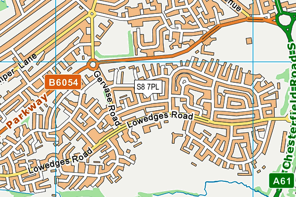 S8 7PL map - OS VectorMap District (Ordnance Survey)