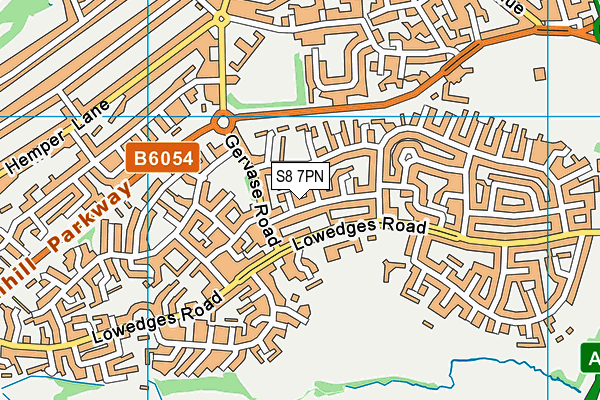 S8 7PN map - OS VectorMap District (Ordnance Survey)