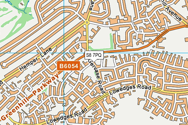 S8 7PQ map - OS VectorMap District (Ordnance Survey)