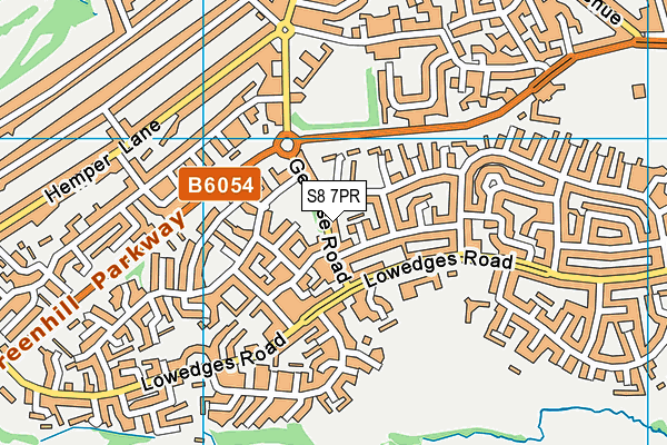 S8 7PR map - OS VectorMap District (Ordnance Survey)