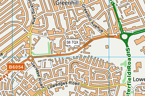 S8 7QX map - OS VectorMap District (Ordnance Survey)