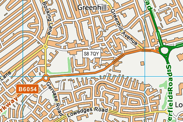 S8 7QY map - OS VectorMap District (Ordnance Survey)