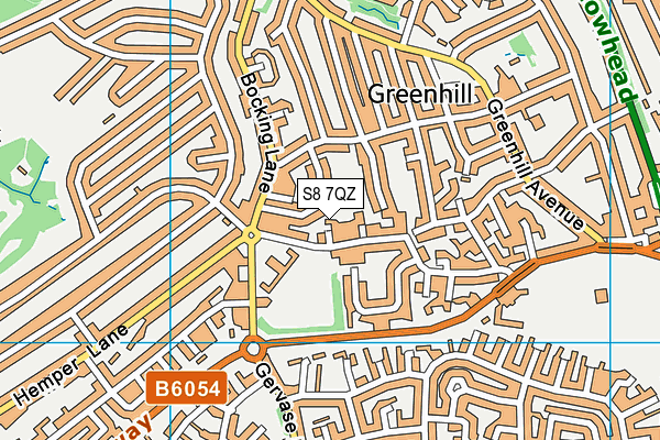 S8 7QZ map - OS VectorMap District (Ordnance Survey)