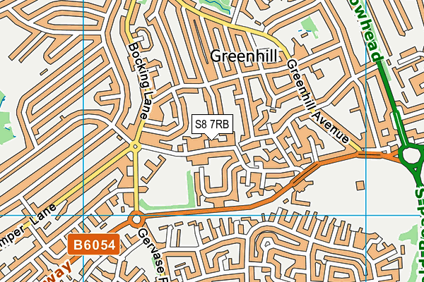 S8 7RB map - OS VectorMap District (Ordnance Survey)