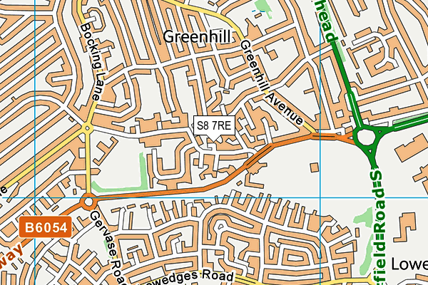 S8 7RE map - OS VectorMap District (Ordnance Survey)
