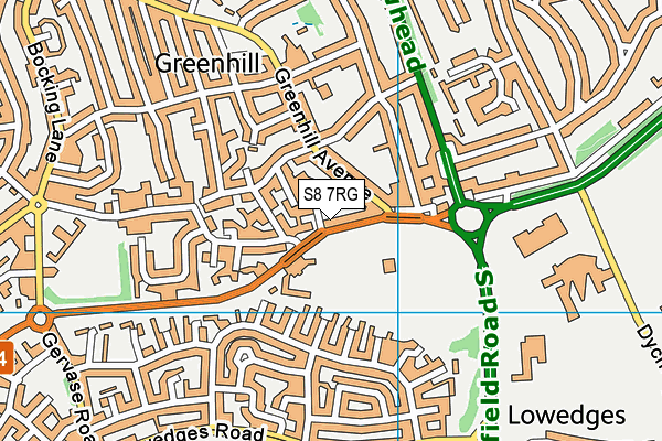 S8 7RG map - OS VectorMap District (Ordnance Survey)