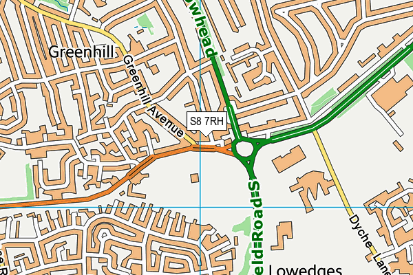 S8 7RH map - OS VectorMap District (Ordnance Survey)