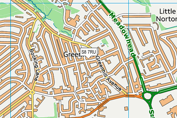 S8 7RU map - OS VectorMap District (Ordnance Survey)