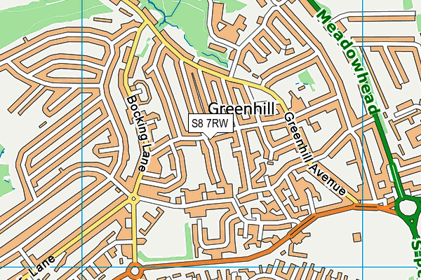 S8 7RW map - OS VectorMap District (Ordnance Survey)