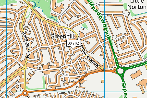 S8 7RZ map - OS VectorMap District (Ordnance Survey)