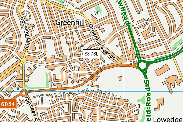 S8 7SL map - OS VectorMap District (Ordnance Survey)