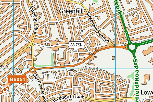 S8 7SN map - OS VectorMap District (Ordnance Survey)