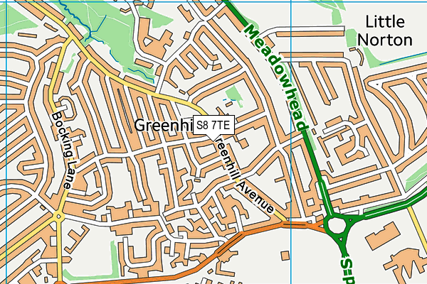 S8 7TE map - OS VectorMap District (Ordnance Survey)