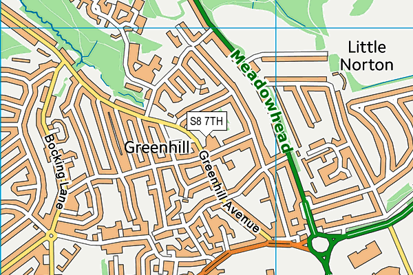 S8 7TH map - OS VectorMap District (Ordnance Survey)