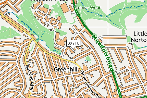 S8 7TU map - OS VectorMap District (Ordnance Survey)