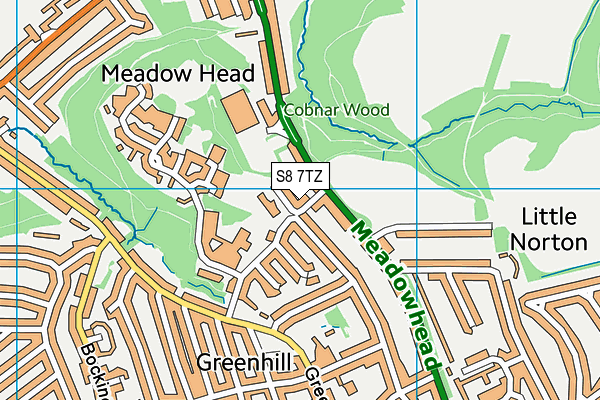 S8 7TZ map - OS VectorMap District (Ordnance Survey)