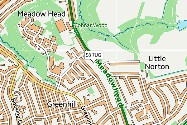 Norton Woodseats Cricket Club map (S8 7UG) - OS VectorMap District (Ordnance Survey)