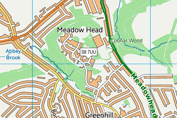 S8 7UU map - OS VectorMap District (Ordnance Survey)