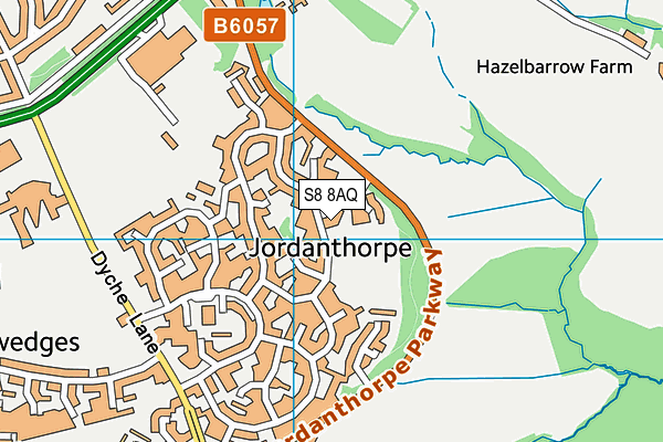 S8 8AQ map - OS VectorMap District (Ordnance Survey)