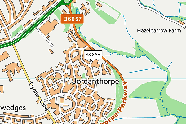 S8 8AR map - OS VectorMap District (Ordnance Survey)