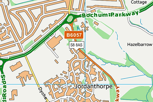 S8 8AS map - OS VectorMap District (Ordnance Survey)