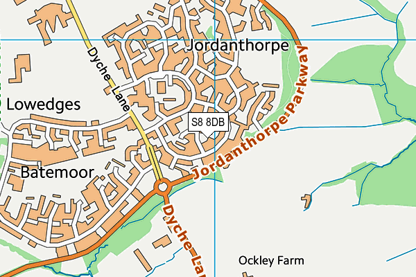 S8 8DB map - OS VectorMap District (Ordnance Survey)