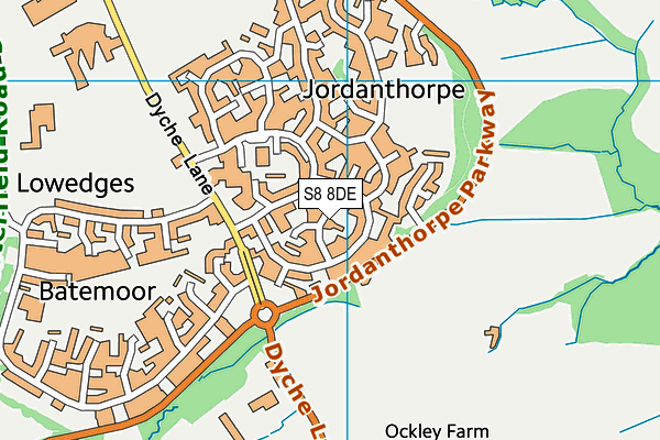 S8 8DE map - OS VectorMap District (Ordnance Survey)