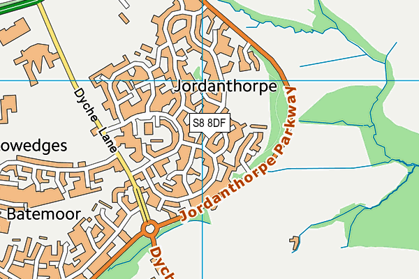 S8 8DF map - OS VectorMap District (Ordnance Survey)