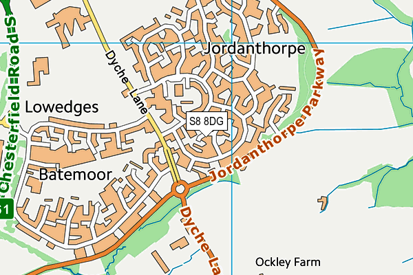 S8 8DG map - OS VectorMap District (Ordnance Survey)